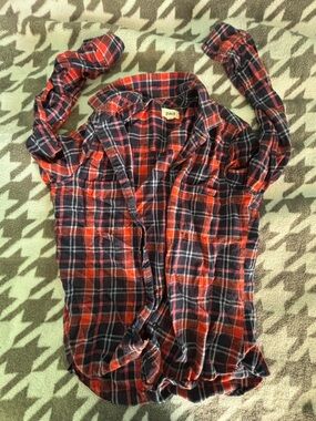 Pact Navy and Red Plaid Shirt